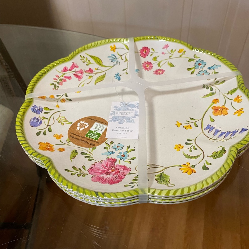 - Brand New Set Of Dinner 11” Plates Multicolor Diferent Pattern Beautiful…